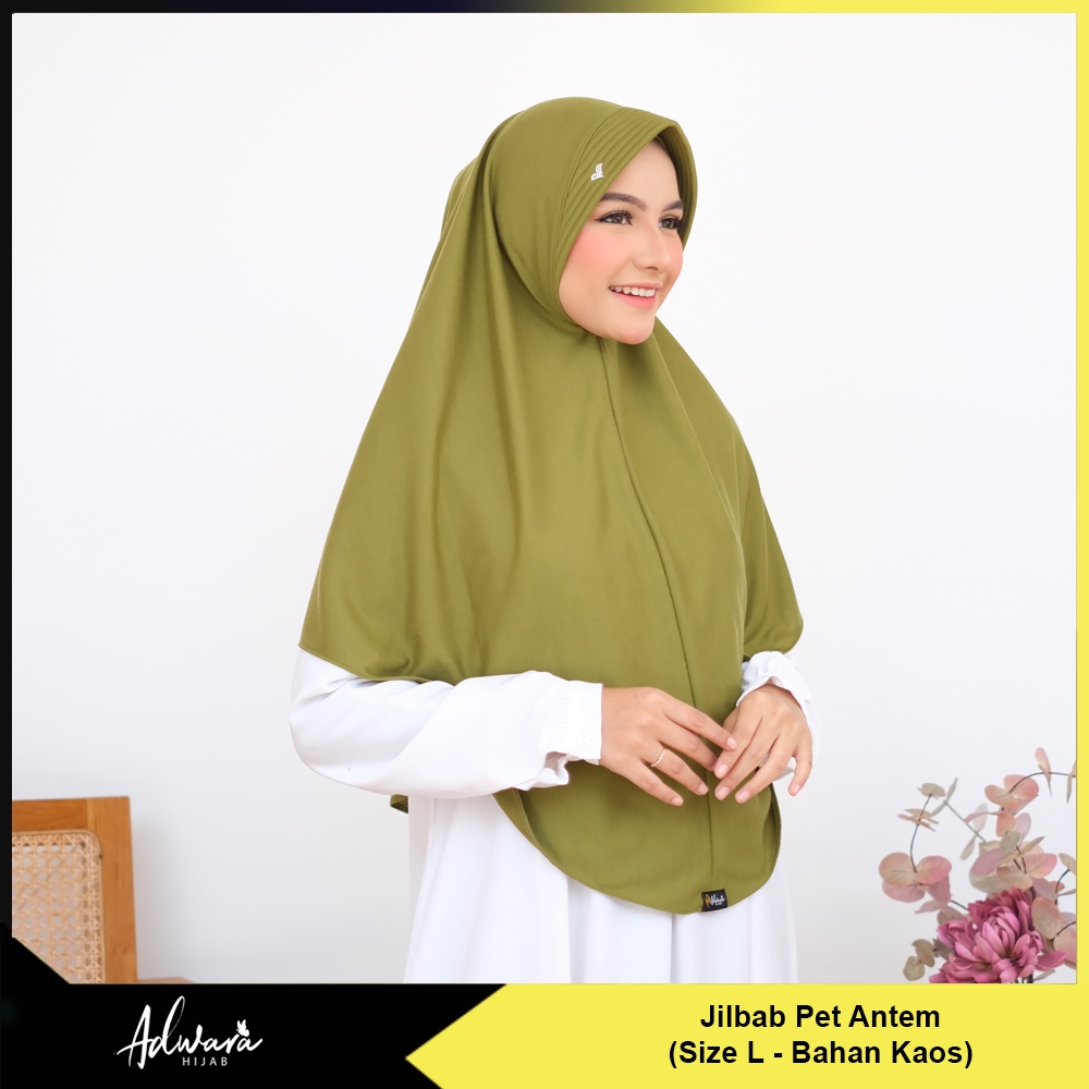 ADWARA HIJAB Jilbab Kaos Pet Antem L Premium / Hijab Instan Jahit Tepi Rapi Bahan Tebal dan Adem