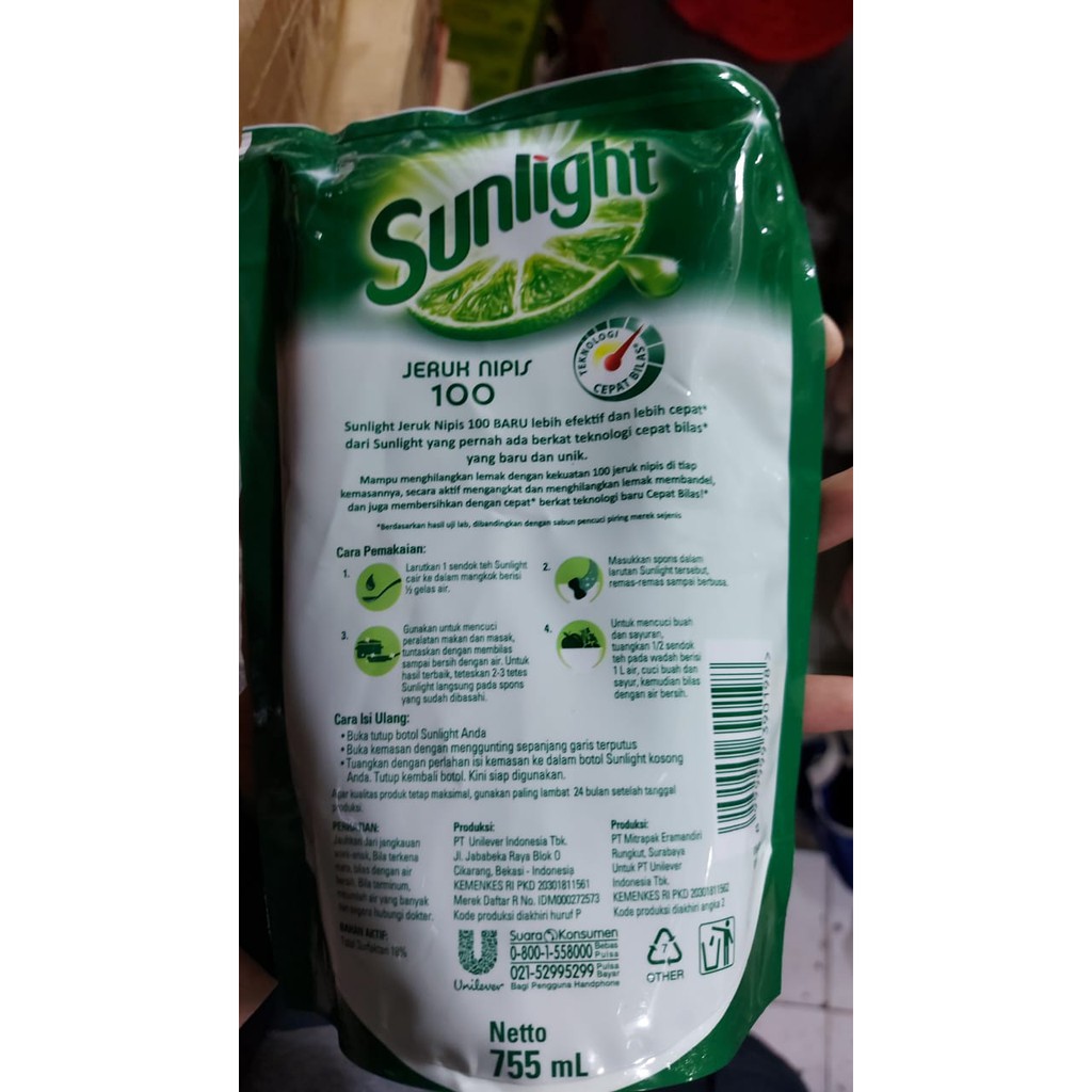 Sunlight Jeruk Nipis/ Sabun Cuci Piring / 650 ml