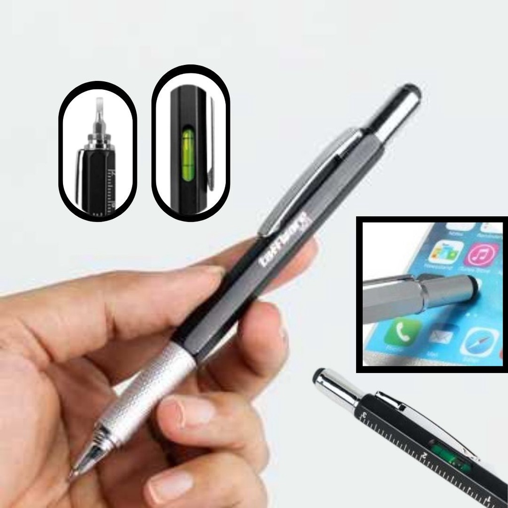 

Pulpen Pena Serbaguna Stylus Penggaris Level Obeng Pen Alat Tulis Multifungsi
