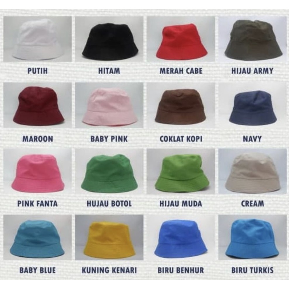 BUCKET HAT POLOS TOPI BUNDAR DEWASA COTTON DRILL PREMIUM DISTRO PRIA WANITA UNISEX