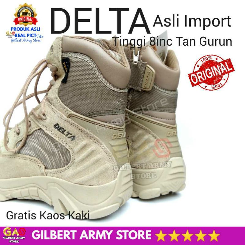 Sepatu Delta Original Impor Pendek 6inc Tan Gurun Safety Boots Pria Wanita Gilbert Army Store