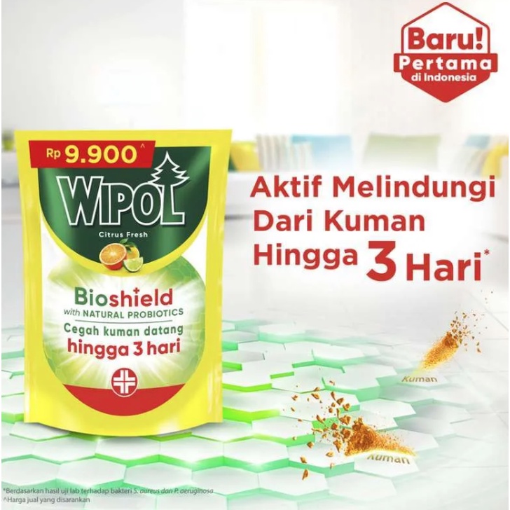 WIPOL KARBON CITRUS FRESH BIOSHIELD PEMBERSIH LANTAI 450 ML