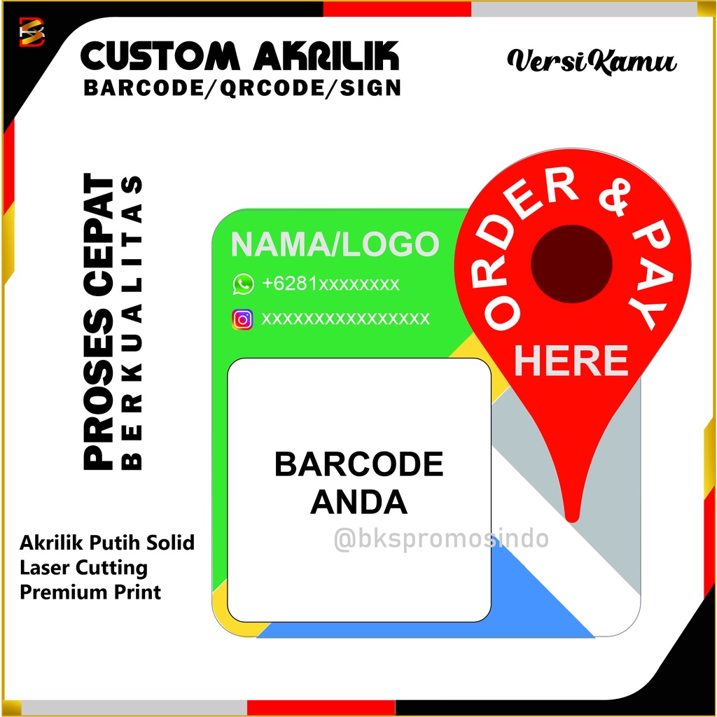 

akrilik sign barcode/qrcode Qris Custom VersiKamu