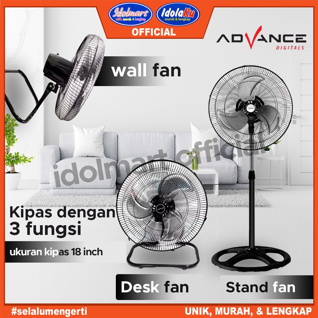 IDOLMART Kipas Angin 3 In 1 Tornado Besi Advance 18 Inch Garansi 1 Tahun Advance surabaya