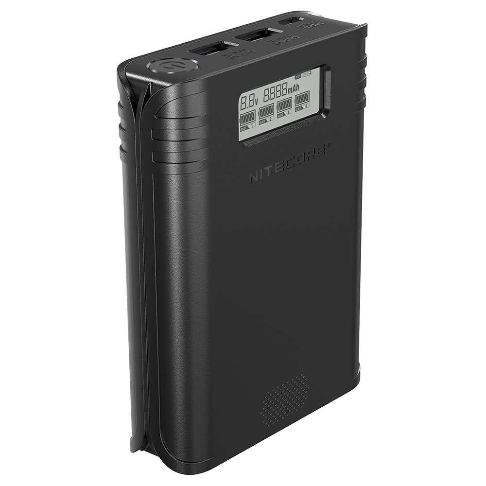 Charger Baterai 4 Slot with Power Bank - F4 - Black