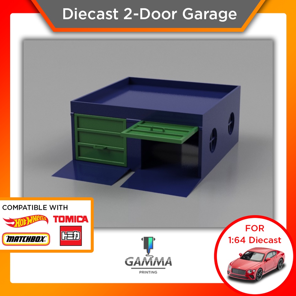 Diecast 2 Door Garage Hotwheels Tomica Matchbox Hiasan Aksesoris 1:64