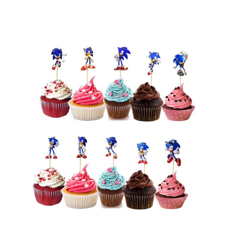 

Cupcake topper cake super sonic / hiasan kue cupcake happy birthday