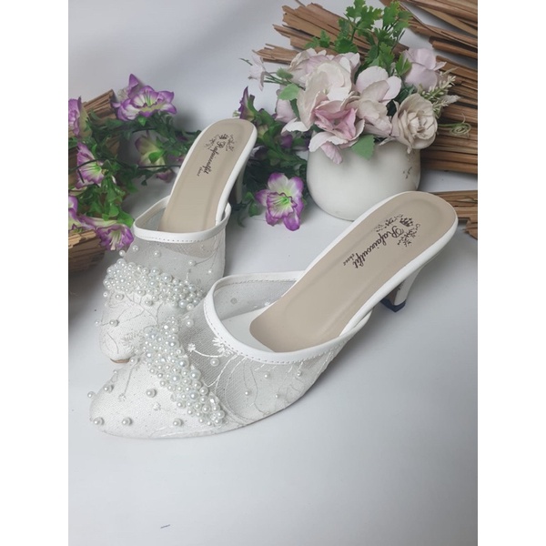 sepatu alisya putih cantik sepatu wedding cantik tinggi 7cm