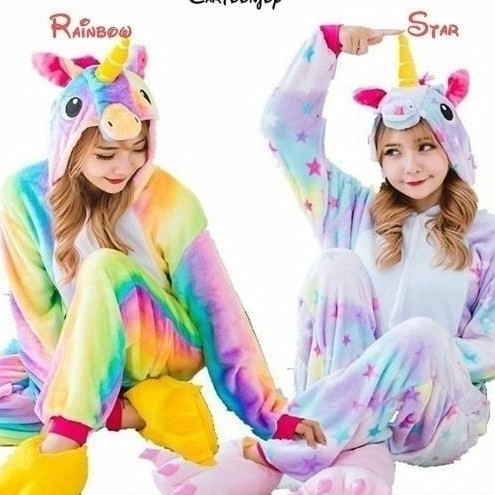 BAJU PIYAMA ONESIE DEWASA BAJU TIDUR ONESIE  STAR  RAINBOW CUTE RAINBOW