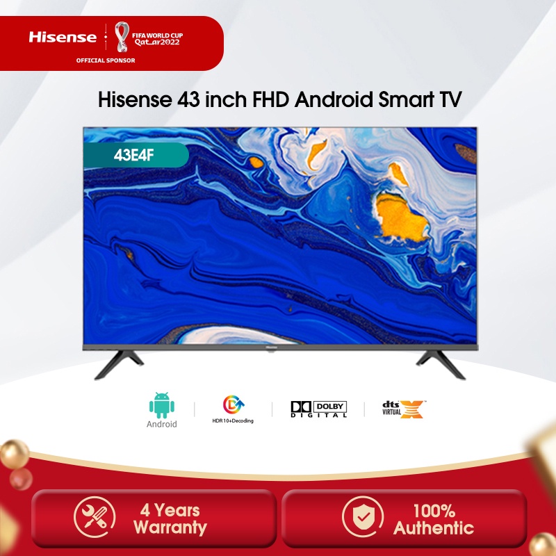 Hisense 43 inch HD Android Smart TV-Bezellless Design-Dolby Audio-Voice Control- Bluetooth-USB-HDMI-