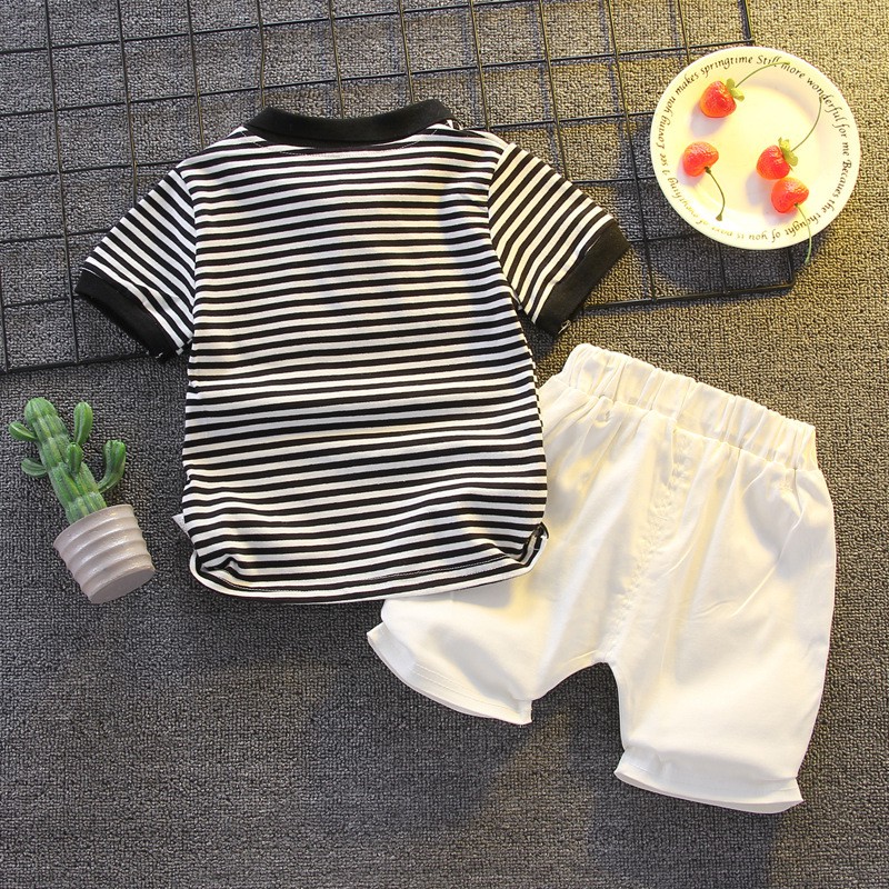 Cherry COD Setelan Baju Anak Cowok / Pakaian Anak Cowok Motif Garis-Garis SB23