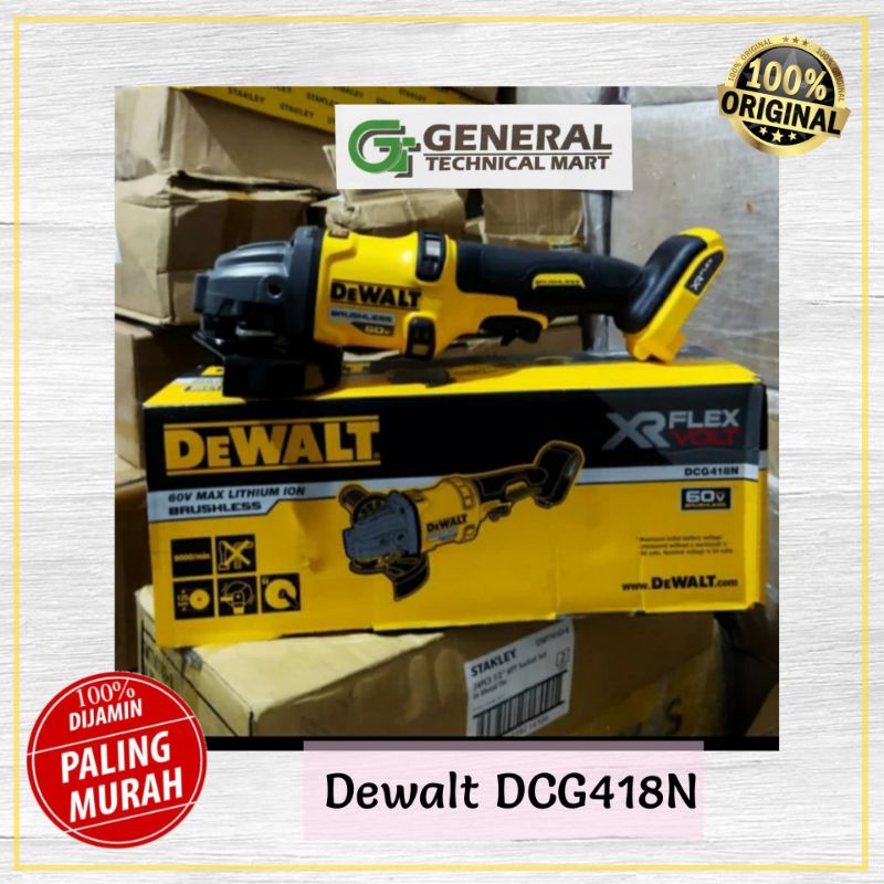 Unit Only Cordless angle grinder gerinda baterai Dewalt DCG418N