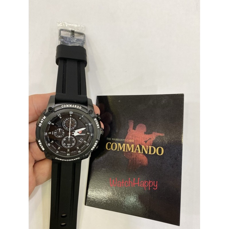 Commando 7004 C 7004G-3 C7004 C 7004 Mens Watch Black Rubber Black Dial Crono 100% Original Garansi