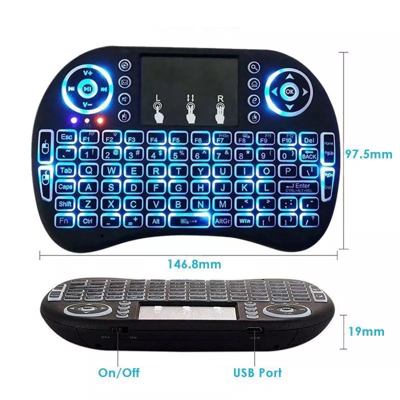 Keyboard I8 Mini LED Wireless Touchpad Remote For PC Laptop Android TV