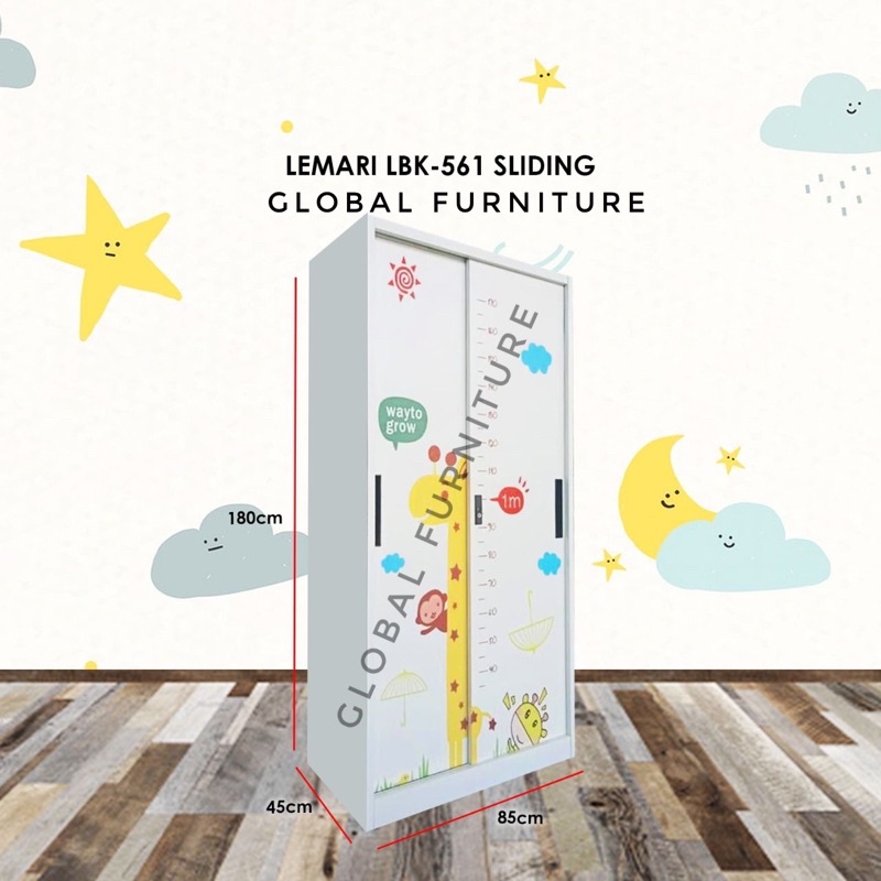 lemari pakaian besi karakter/lemari pakaian besi/lemari pakaian sliding/lemari baju/lemari baju impo