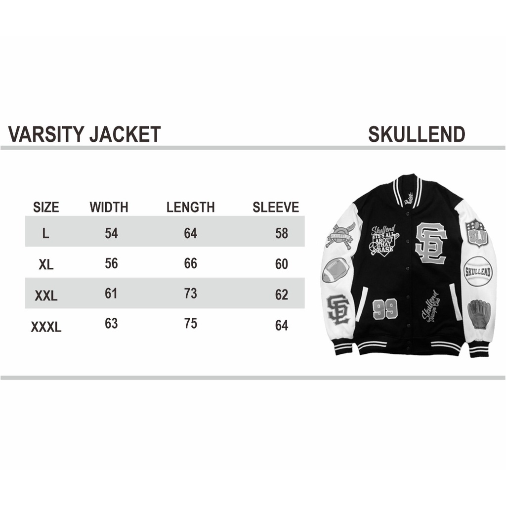 SKULLEND Jaket Varsity Baseball Pria Wanita - Varsity Jacket Vintage Baseball Original Skullend-8