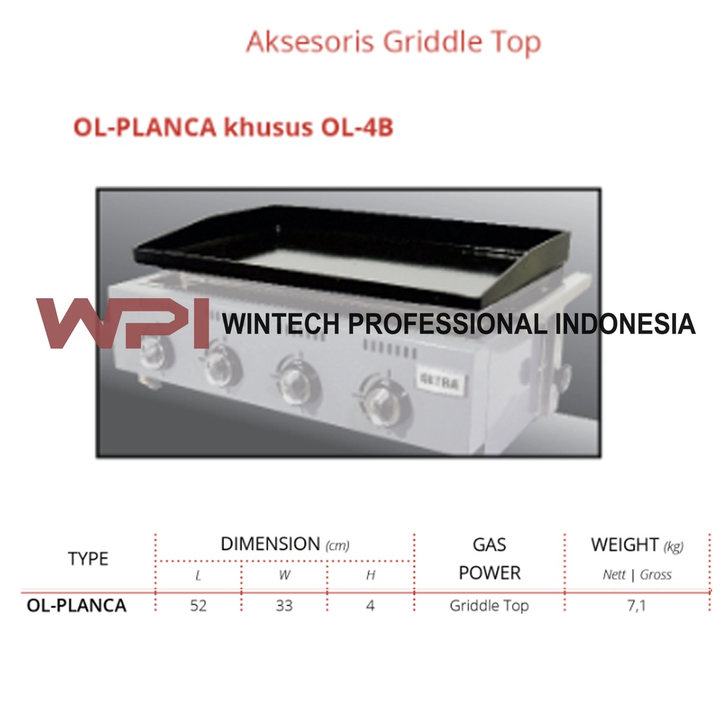 Getra OL-PLANCA Plate Griddle Untuk Kompor Panggangan Getra OL-4B - Griddle Top Aksesoris Pemanggang