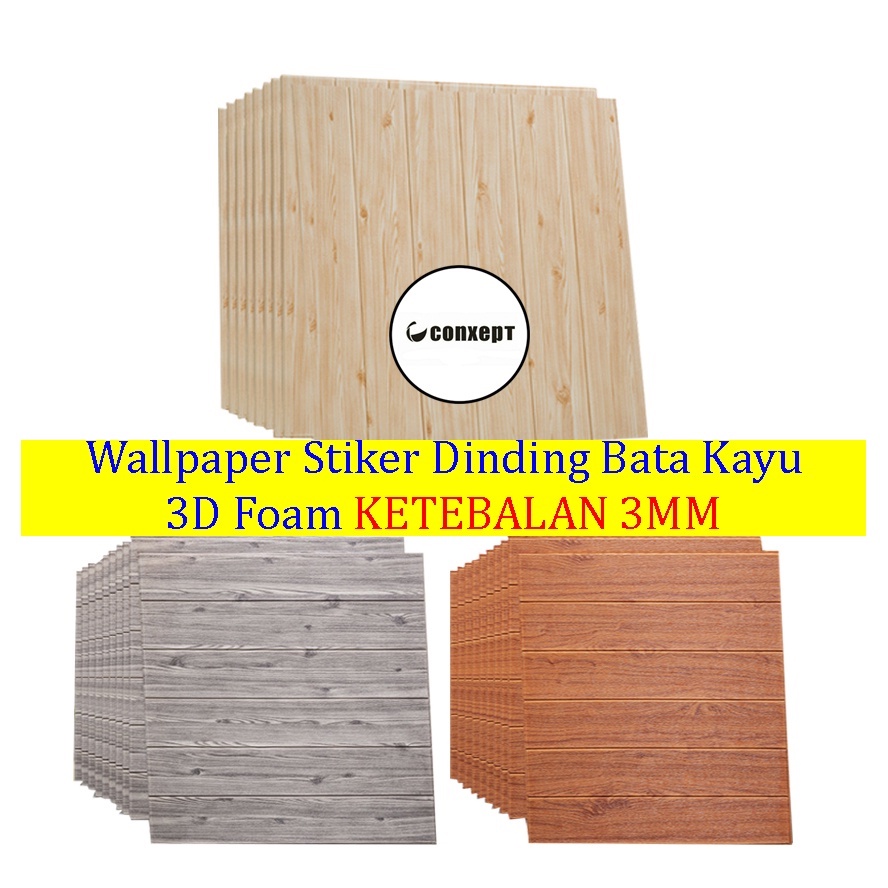 TT Wallpaper Foam 3D Dinding Kayu Premium Wall paper Stiker Kayu