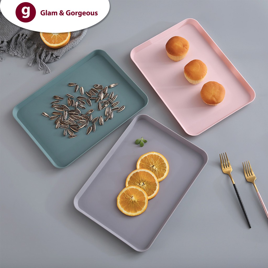 Nampan Makan Plastik Motif Polos Ukuran P 34 L 24 T 1,8 CM - KU021L