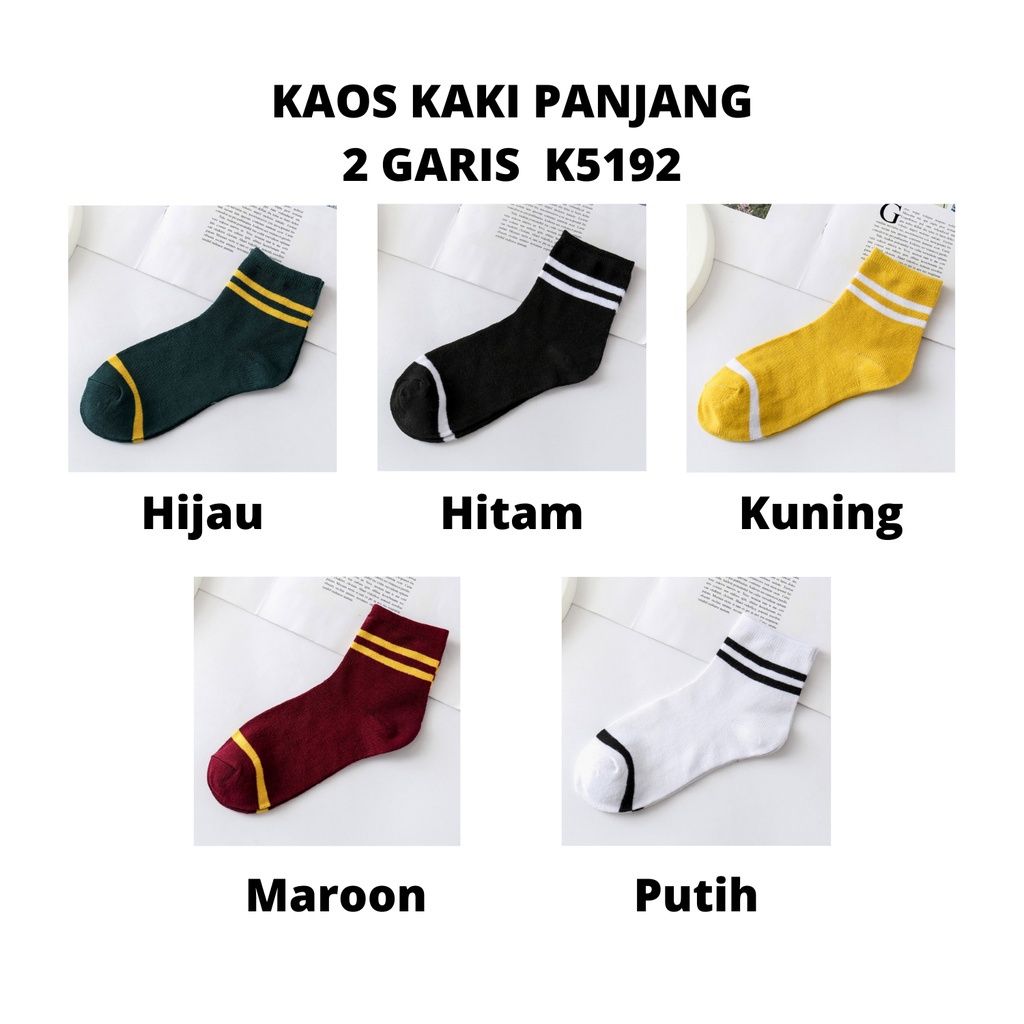 FASHION FAIR - D2021 Kaos Kaki Panjang / Kaos Kaki Murah / Kaos Kaki Motif Garis / Kaos Kaki Pria Wanita / Kaos Kaki Panjang 2 Garis K5192