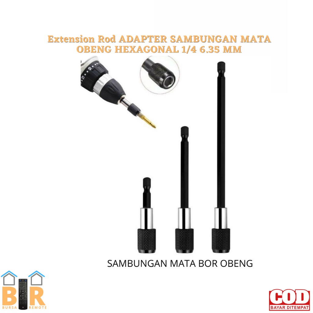 Extension Rod ADAPTER SAMBUNGAN MATA OBENG HEXAGONAL 1/4 6.35 MM