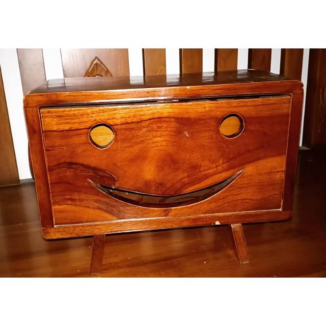 Tempat tisu SMILE asli kayu JATI