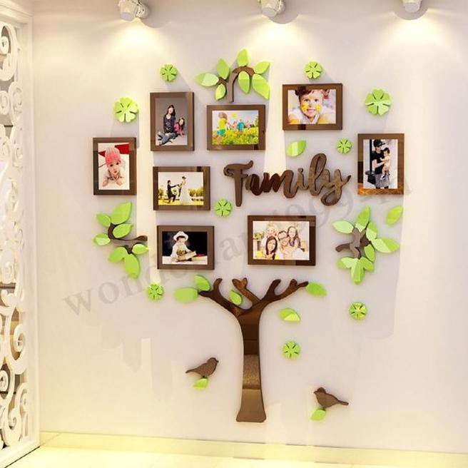 Stiker Dinding Gambar Pohon Keluarga 3D Untuk Dekorasi Kamar Tidur 0A
