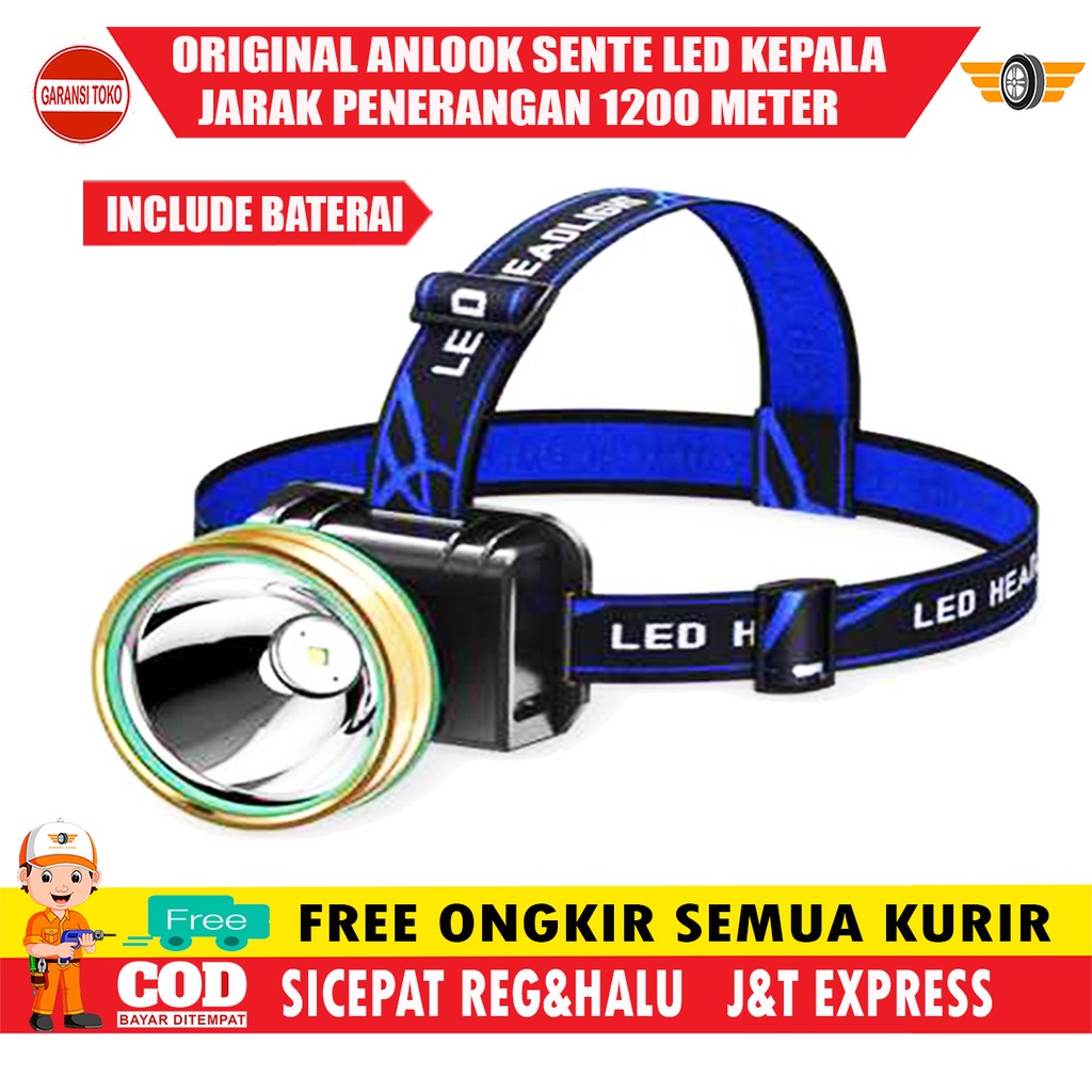 ORIGINAL PROBE ANLOOK Lampu Senter LED Kepala Cas Super Terang Senter Kepala Sensor Otomatis Sistem 