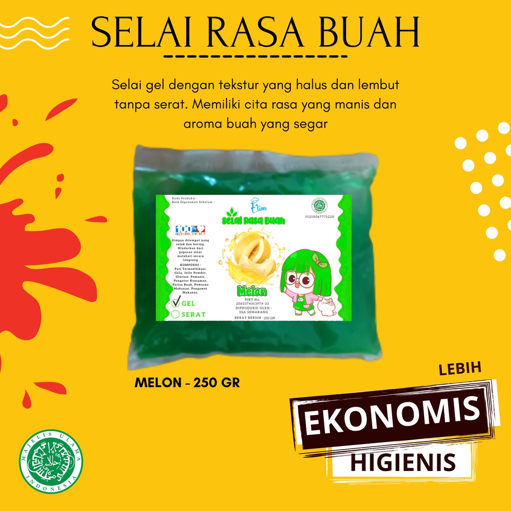 SELAI ELIMAS / SELAI RASA BUAH / SELAI ENAK / SELAI 250 GR / SELAI SERAT / SELAI GEL / SELAI KILOAN