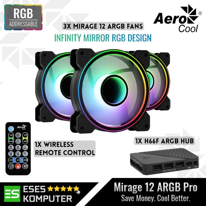 Fan Aerocool Mirage 12 ARGB Pro | 3x 120mm Fan ARGB Sync Remote &amp; Hub