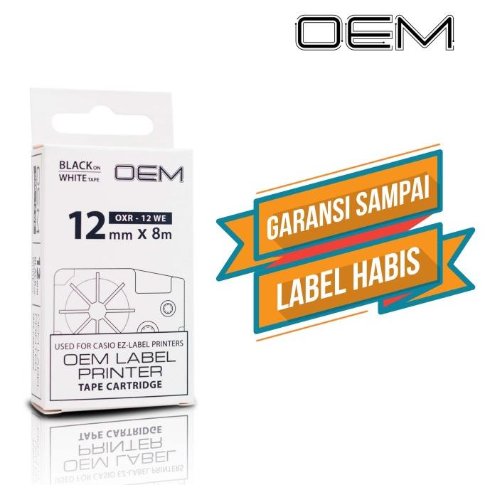 

SALE OEM TAPE EZ LABEL CASIO 12MM BLACK INK WHITE (OXR-12WE)