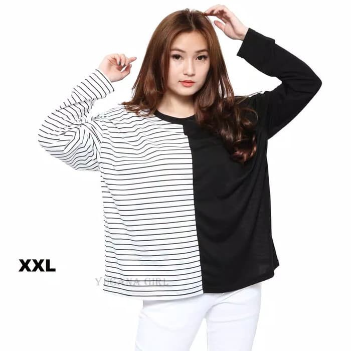Kaos Wanita Lengan Panjang Katty Top Size L Xl Xxl Op294
