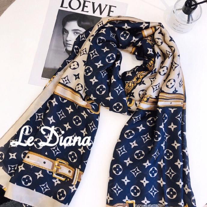 Syal LV Sutra LV Scarf Silk LV Shawl Blue Pink Super Mirror Quality