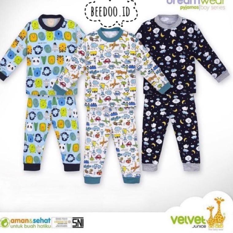 TopMurah Velvet Junior Dreamwear 16 Boy Fly Me to the Moon - Setelan Piyama Panjang