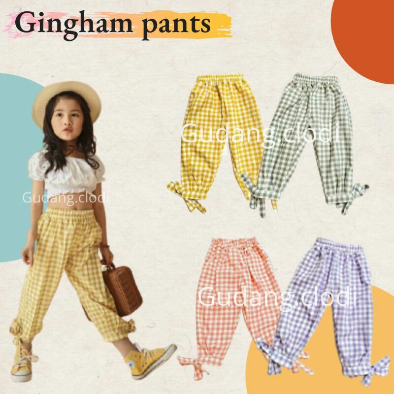 GINGHAM pants 1-6tahun celana joger katun kotak2 anak