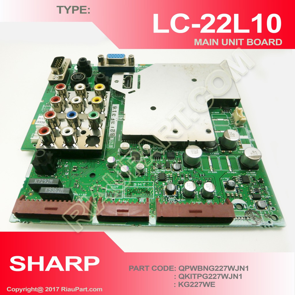 MESIN TV SHARP LC-22L10M - LC22L10M - LC-22L10 - LC22L10 - QPWBF227WJ - KF227WE