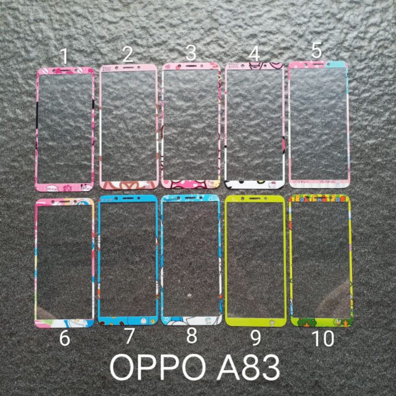 Tempered glass Oppo A83 motif gambar karakter anti gores kaca screen guard