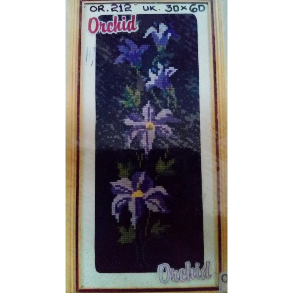 KRUISSTEEK KRISTIK ORCHID MOTIF BUNGA OR 212