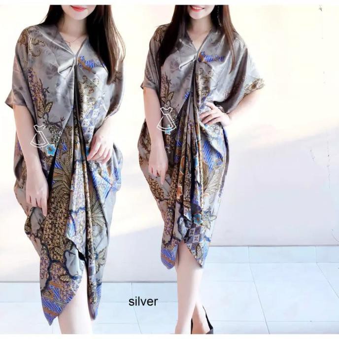 Dress Wanita / Dress Kaftan / Kaftan Batik / Bahan Katun Adem - Mocca