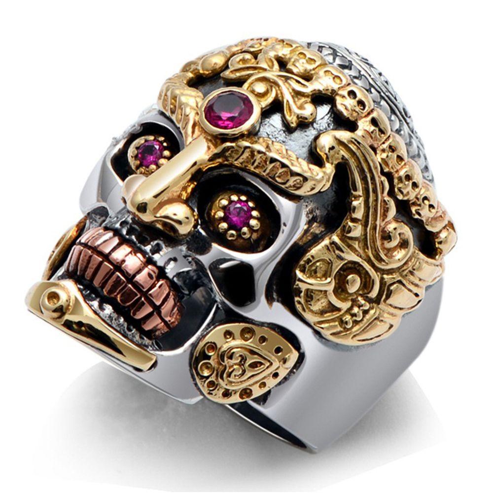 Cincin Tengkorak Nanas Zircon Biker India Stainless Steel