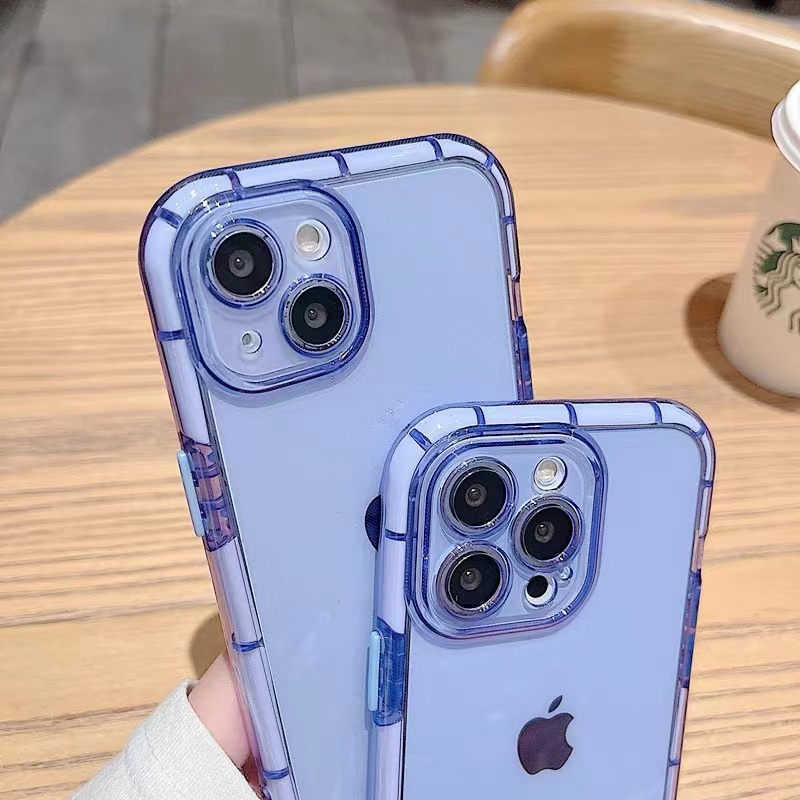 Casing IPhone 11 12 13 14 Pro Max X XS XR 7 8 Plus Transparan Elastis Warna-Warni