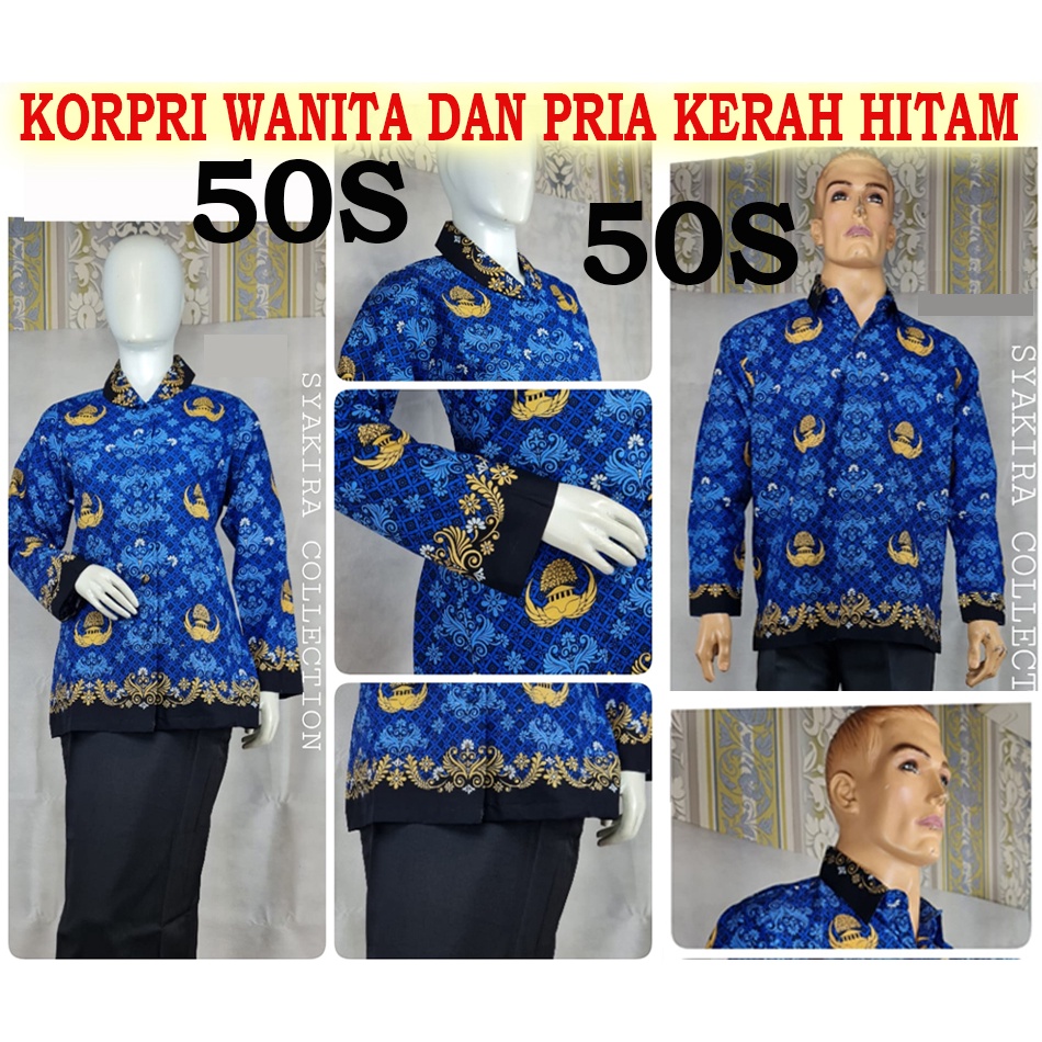 batik korpri wanita dan pria terbaru kerah hitam ketebalan 50S #korpriterbaru #kemejabaru #korpriguru #Korprikrahhitam