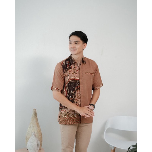 Baju Atasan rafa Yumna Kemeja Batik varian Mauve Coklat