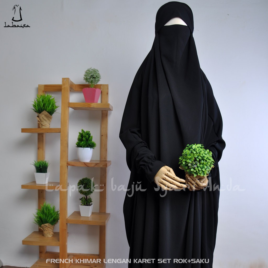 Labasa French Khimar Instan Lengan Karet Set Rok (ada sakunya) | French Hijab | Bisa COD