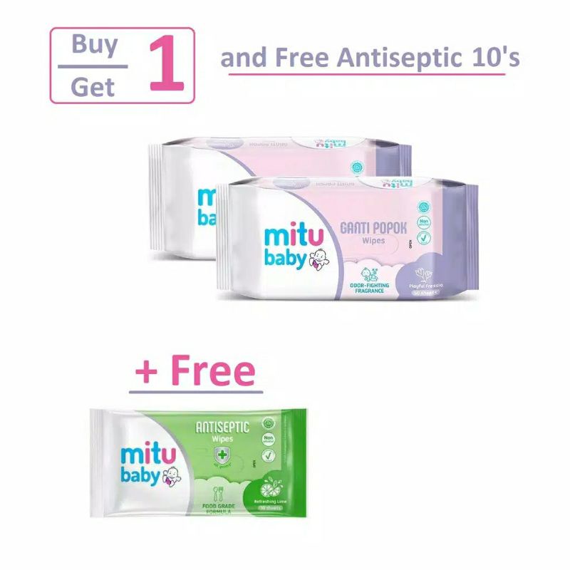 

Tissue Basah Mitu Baby Beli 1 Gratis 1 Isi 50+50 free Antiseptik isi 10