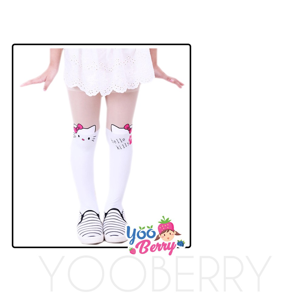 YooBerry Kids Pantyhose Stocking Legging Anak White Half Kitty Berry Mart