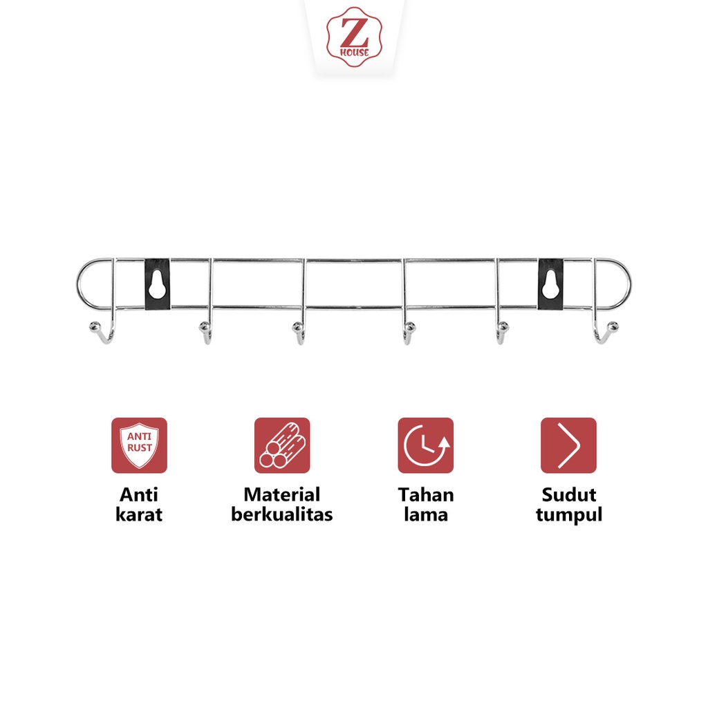 Kapstok Stainless Tebal Premium Gantungan Baju Dinding Gantungan  6 Kait Stainless/Hanger Kapstok/ Kapstok 6kait/Ganantun Handuk/Gantungan Baju 6 Kait/Gantungan Hook Stainles Gantungan Baju Kapstok Baju Gantungan Dinding Kapstok Murahkapstok Dapur