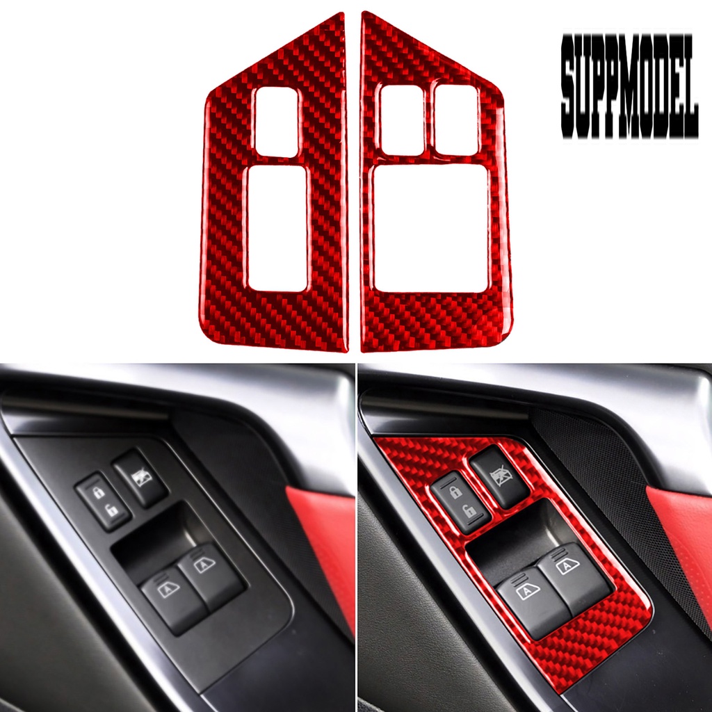 Suppmodelx &lt; 2Pcs / Set Stiker Panel Switch Jendela Mobil Motif Carbon Fiber Untuk Nissan GTR R35 2008-2016