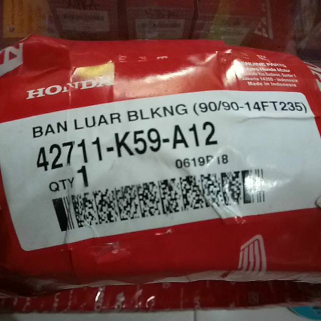 Ban Luar Belakang K59 A12 Beat Vario Scoopy 90 / 90 Ring 14 Honda Tubeles Type