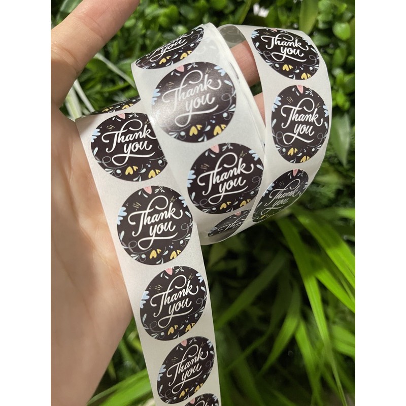 (50pcs) Stiker Thank You Bulat size 2,5cm / Thank You stickers Olshop etc-Simply Black 50pcs